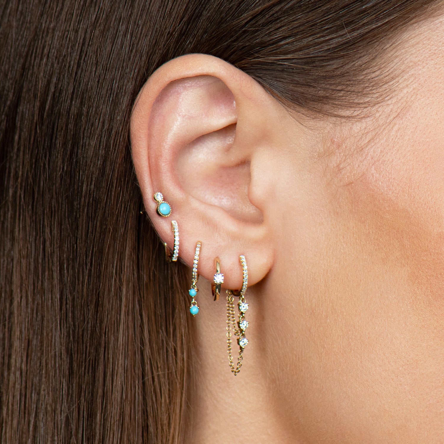 Medium Gold Hoop With Single Diamond – Ali Weiss Jewelry