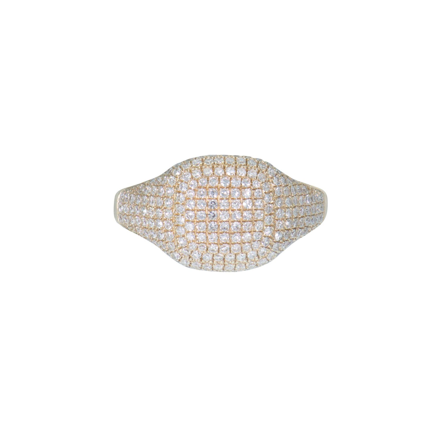 Petite Gold Signet Ring with Pave Diamonds – Maison De Mode