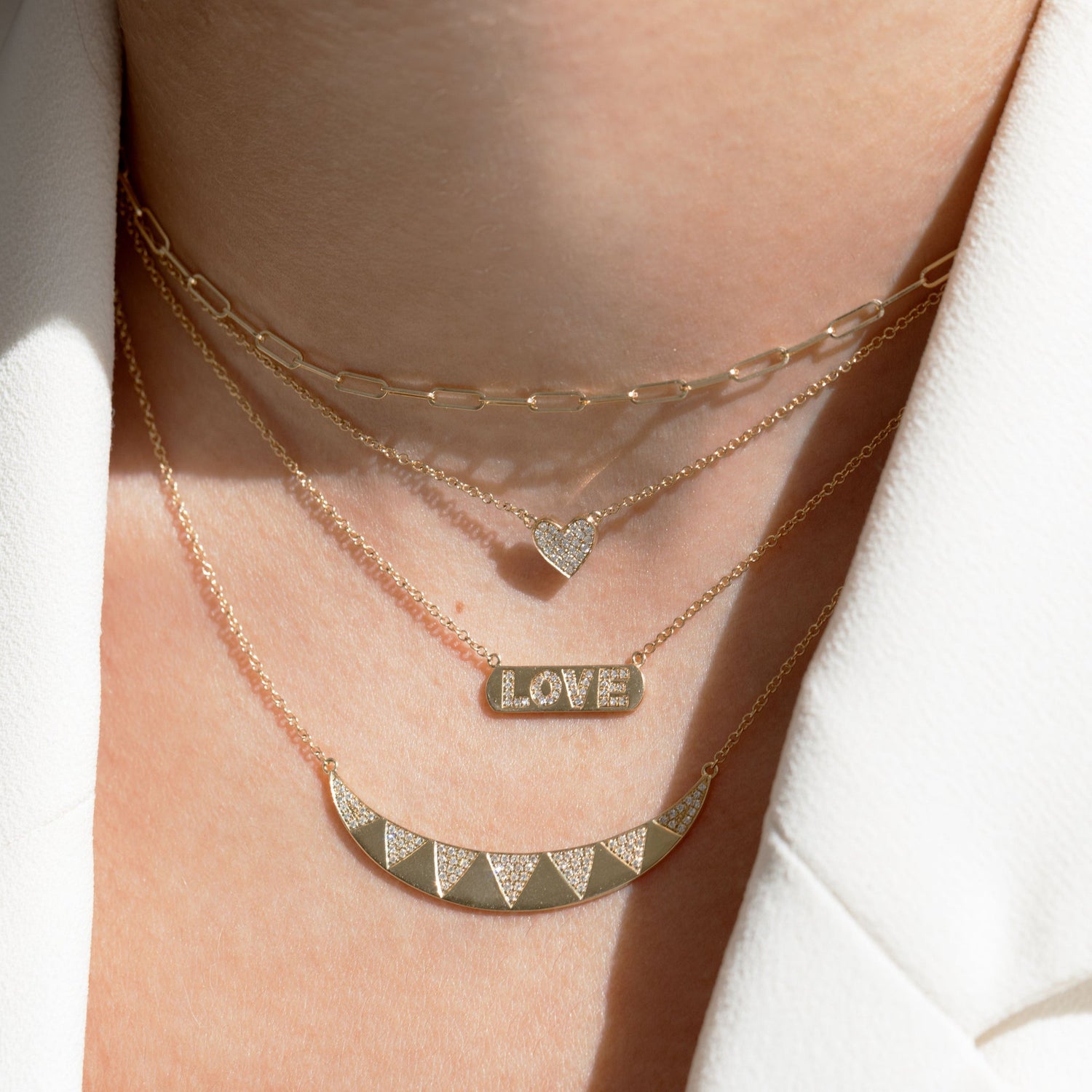 14K Diamond Heart Necklace, 14K White Gold Diamond Love Heart Pendant  Necklace, Hand Made Diamond Necklace, .40 Carat Diamond Necklace