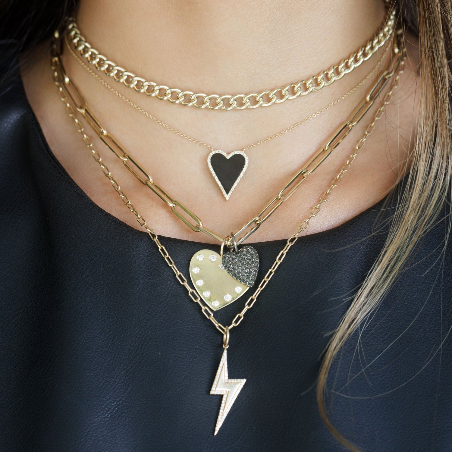 Large Diamond Open Heart Necklace - Elisa Solomon Jewelry