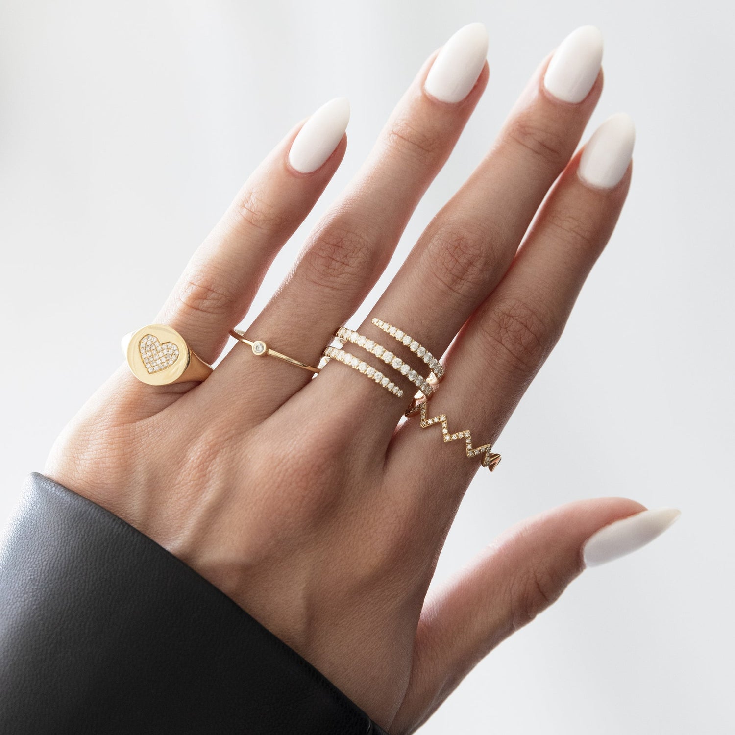 Pave Diamond Oval Signet Ring White Gold | Scarlett Jewellery Label