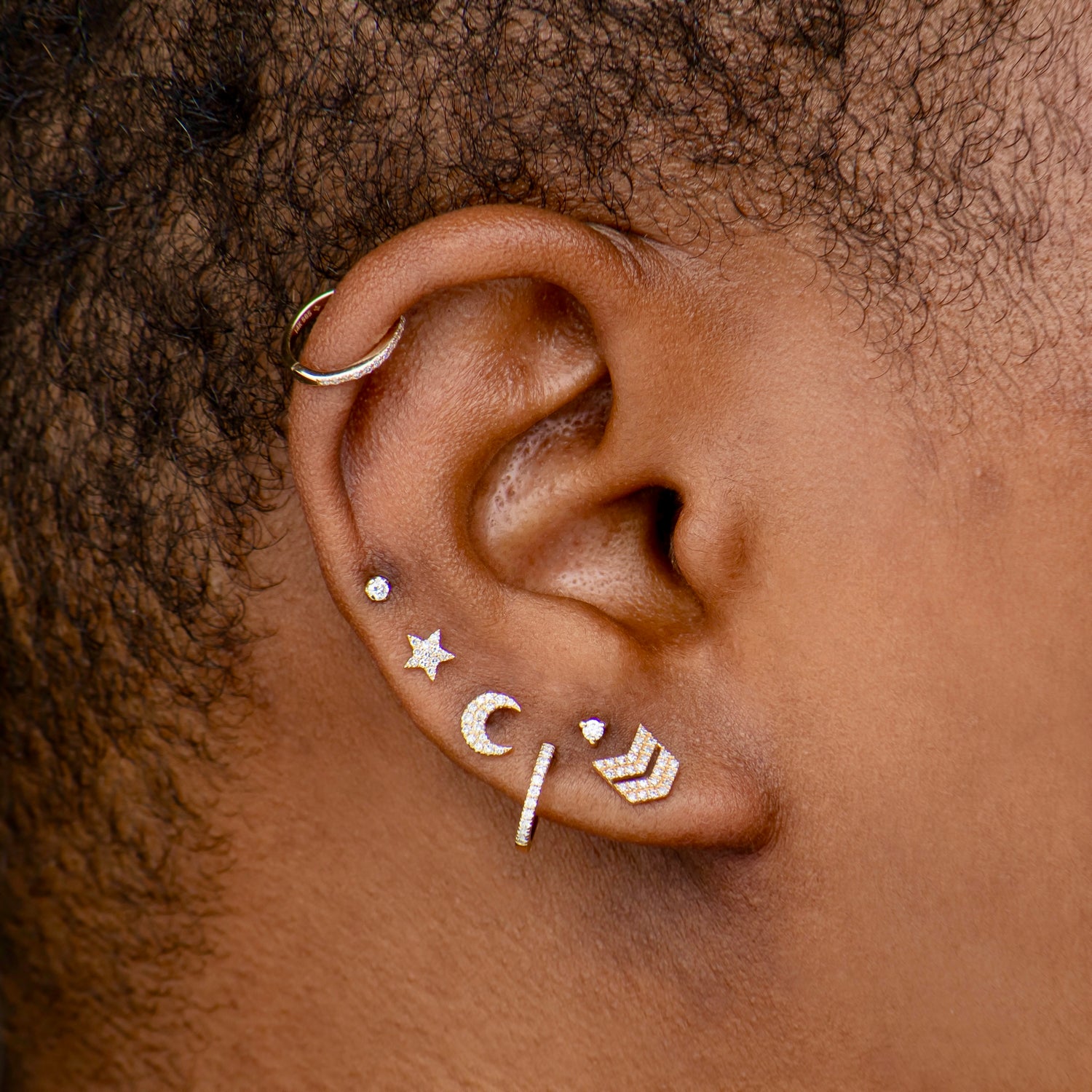 【HYERES LOR】22FW★ White Moon SV+ YG Plated Earring Météorites Rectangular Earrings | APM Monaco