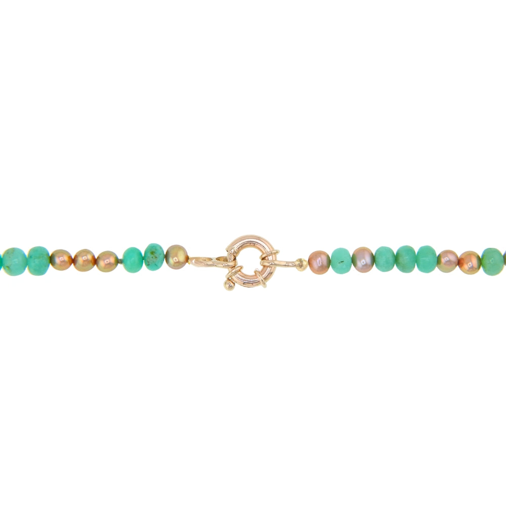 送料関税込☆【ALIITA】 necklace with chrysoprase and citrine Chrysoprase & Pearl Beaded Necklace with 12mm Spring Ring