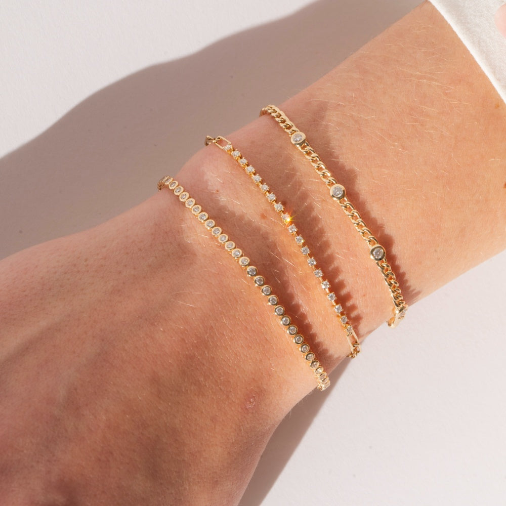 5 Diamond Bezel Curb Chain Bracelet – Ali Weiss Jewelry