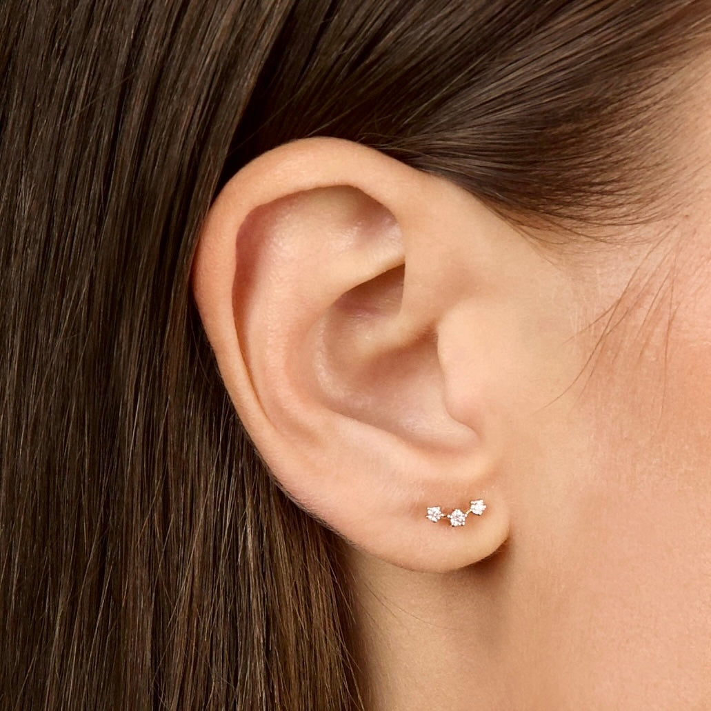 【Sup】Triple Arrow Star Earring Curved Star Trio Curved Stud Earrings in 14K Gold | Zales