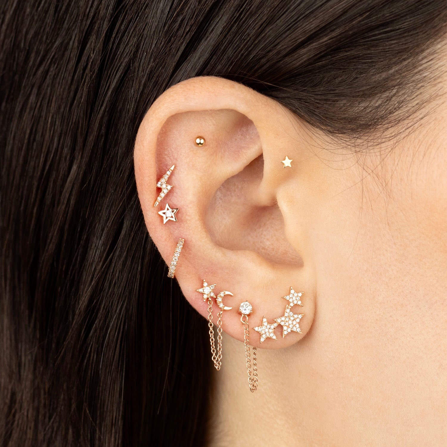 Diamond Stud With Chain – Ali Weiss Jewelry