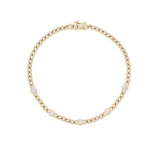 5 Diamond Bezel Curb Chain Bracelet – Ali Weiss Jewelry