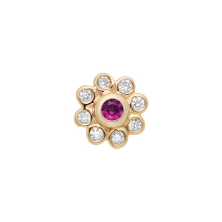 Mini Diamond Bezel Flower Stud With Precious Center